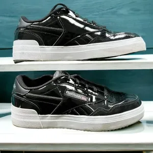 REEBOK Women's Club C Double Sneaker, Black Patent Leather