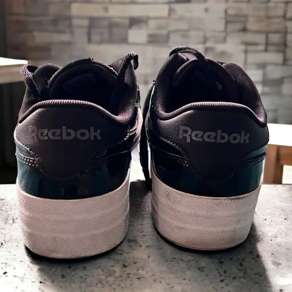 REEBOK Women's Club C Double Sneaker, Black Patent Leather