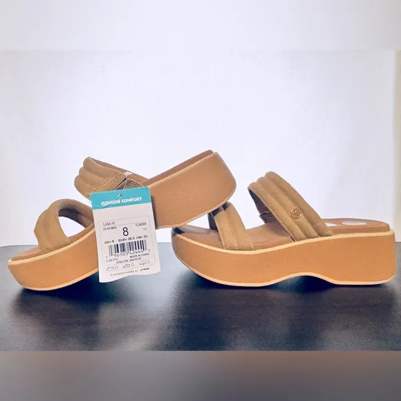 Reef Lofty Lux Hi Vegan Leather Platform Slides, Sz 8