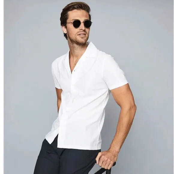 Reiss Caspa Cuban Collar Short Sleeve Shirt
