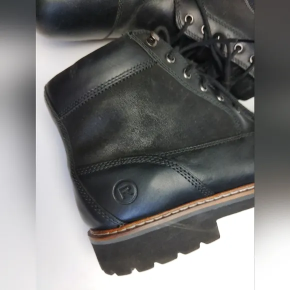 Rockport Men's Marshall Rugged Black Leather Cap Toe Boots ~ Size 10