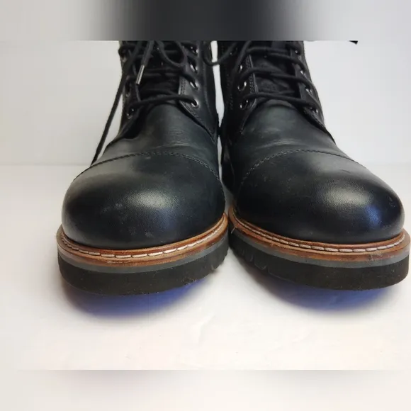 Rockport Men's Marshall Rugged Black Leather Cap Toe Boots ~ Size 10