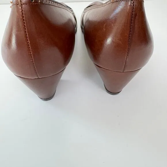 Salvatore Ferragamo Womens Heel Pump Shoe Size 7 Narrow Perforated Leather Brown