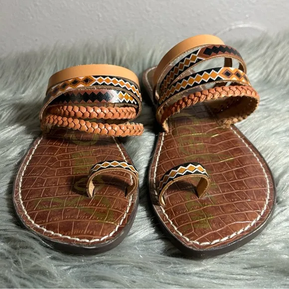 Sam Edelman Tribal Stylish Brown and Orange Sandals Size 8.5