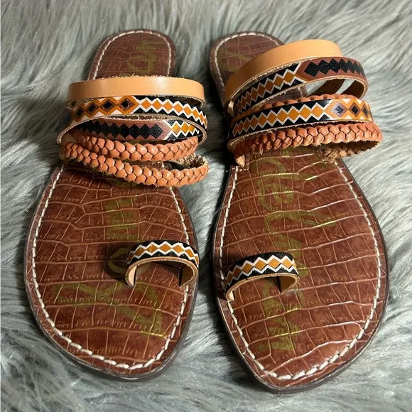 Sam Edelman Tribal Stylish Brown and Orange Sandals Size 8.5