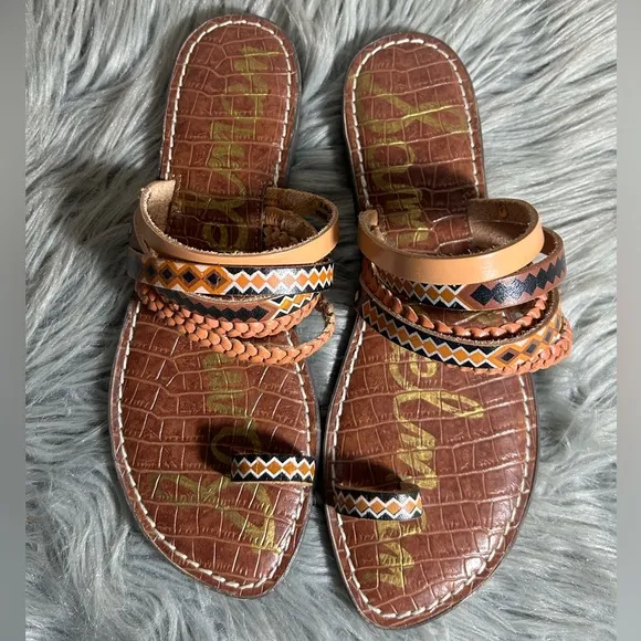 Sam Edelman Tribal Stylish Brown and Orange Sandals Size 8.5