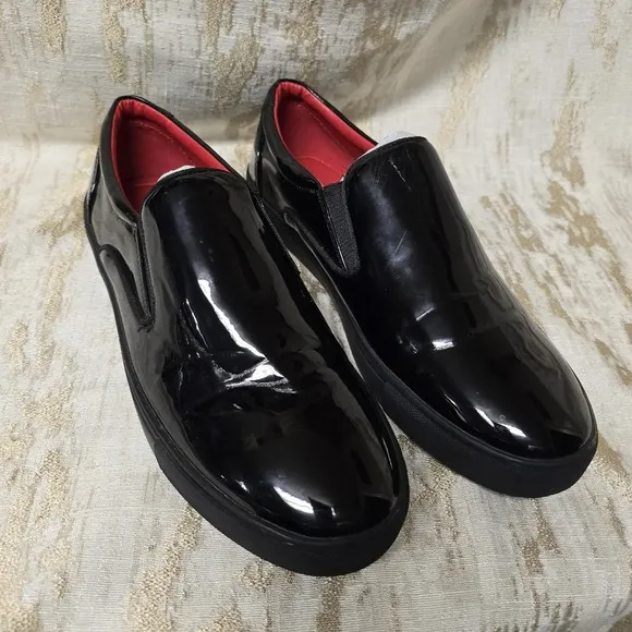 Santino Men's Black Patent Leather Tuxedo Dress Red Insole Slip On  Sz10