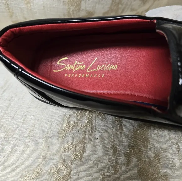 Santino Men's Black Patent Leather Tuxedo Dress Red Insole Slip On  Sz10