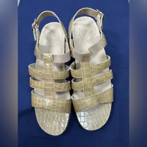 SAS Allegro Tan Sandals with Strappy Design and Cushioned Footbed Heeled