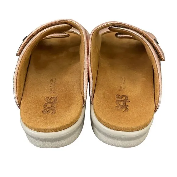 SAS Cozy Slide Sandals Size 9 In Copper Metallic Leather Tripad Comfort Slip Ons