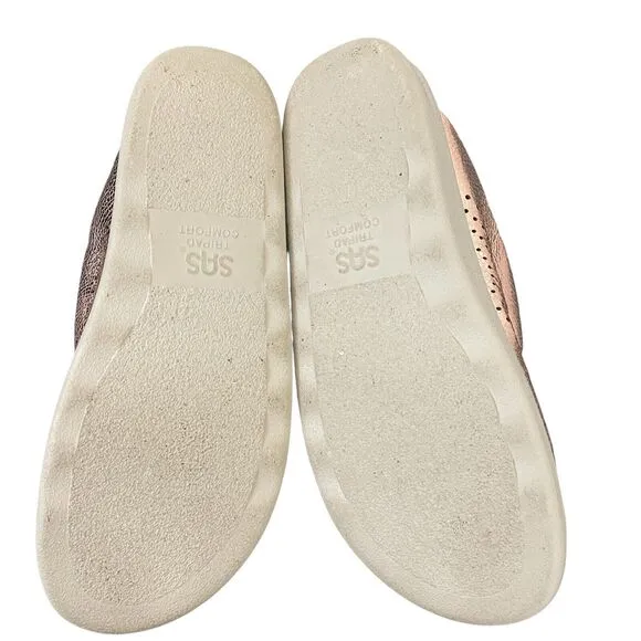 SAS Cozy Slide Sandals Size 9 In Copper Metallic Leather Tripad Comfort Slip Ons