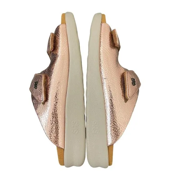 SAS Cozy Slide Sandals Size 9 In Copper Metallic Leather Tripad Comfort Slip Ons