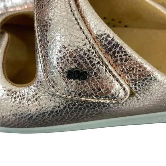 SAS Cozy Slide Sandals Size 9 In Copper Metallic Leather Tripad Comfort Slip Ons
