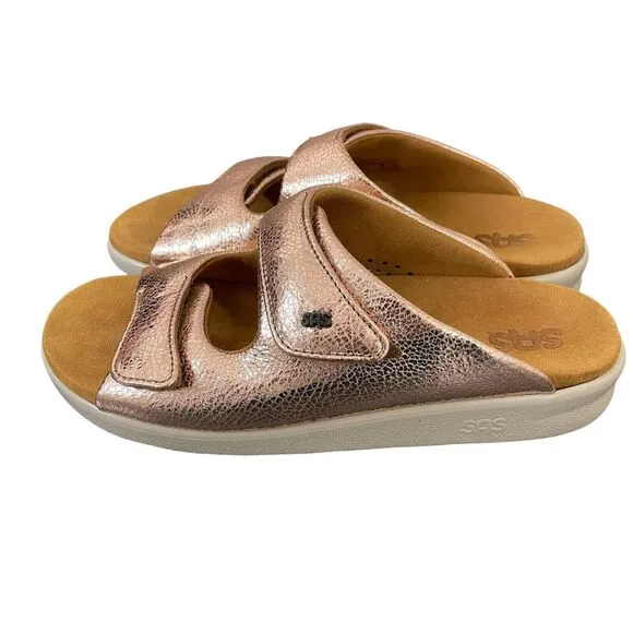 SAS Cozy Slide Sandals Size 9 In Copper Metallic Leather Tripad Comfort Slip Ons