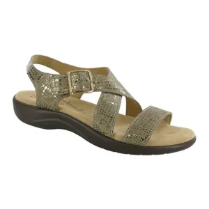 SAS Laguna Leather Sandals Comfort Shoe Metallic Olive Gold Snake 10