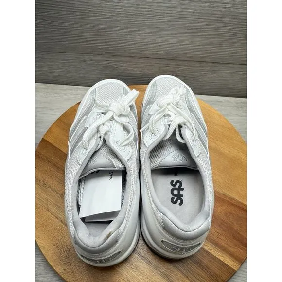 Sas Tour Mesh Womens Shoes Size 8 Wide White Silver Comfort Athletic Sneakers
