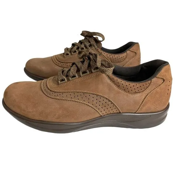 SAS Walk Easy - Lace Up Walking Shoes Women 9.5 N Brown Comfort Shoes- USA