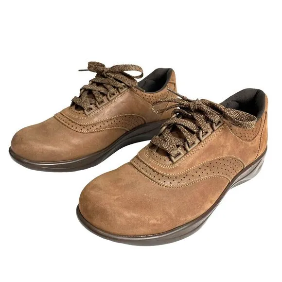 SAS Walk Easy - Lace Up Walking Shoes Women 9.5 N Brown Comfort Shoes- USA