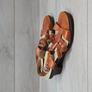 SAS Women Comfort Strappy Leather Heels Sandals shoes sz 8.5M