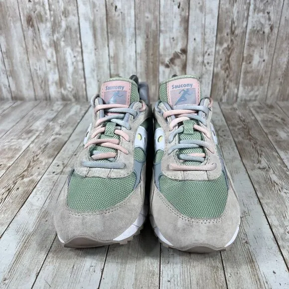 Saucony Shadow 6000 Retro Running Sneakers Sage‎ Green Pink Gray Mens Size 8.5
