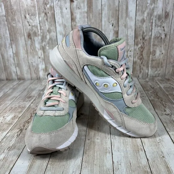 Saucony Shadow 6000 Retro Running Sneakers Sage‎ Green Pink Gray Mens Size 8.5