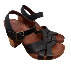 See By Chloe Black Leather Criss Cross Block Heeled Sandals Size 37