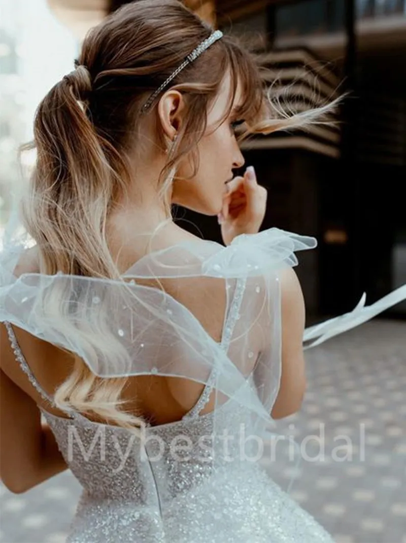 Sexy Spaghetti straps Sweetheart A-line Wedding Dresses, WDY0234