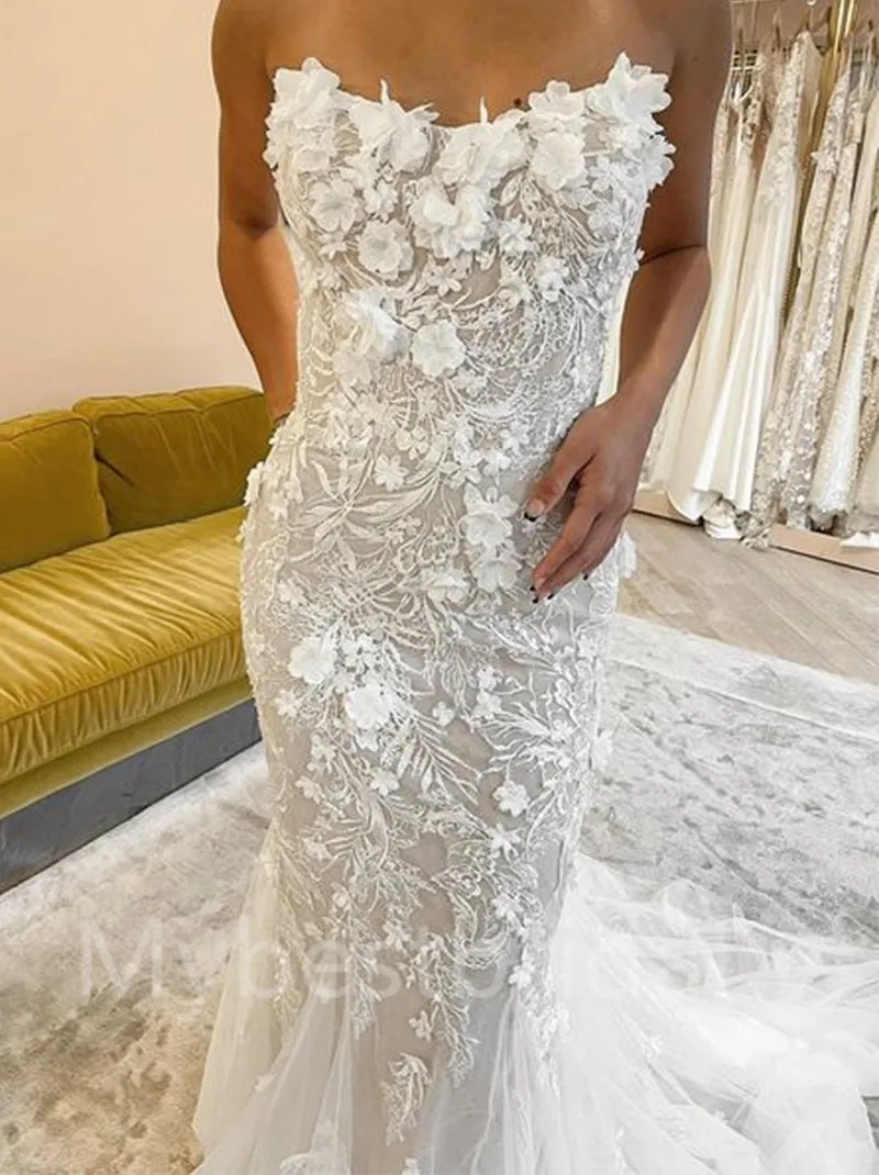 Sexy Sweetheart Mermaid Lace appique Wedding Dresses, WDY0236