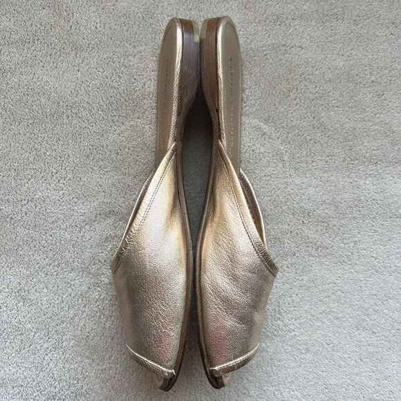 Sigerson Morrison  NY Metallic Rose Gold Leather Flat Open Toe Sandals Women 6.5