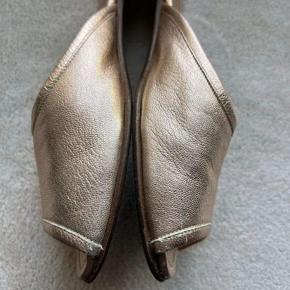 Sigerson Morrison  NY Metallic Rose Gold Leather Flat Open Toe Sandals Women 6.5