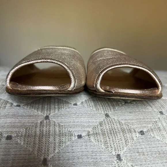 Sigerson Morrison  NY Metallic Rose Gold Leather Flat Open Toe Sandals Women 6.5