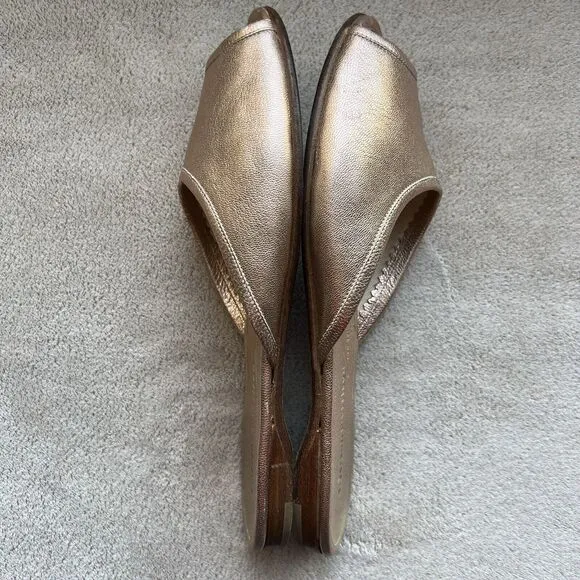 Sigerson Morrison  NY Metallic Rose Gold Leather Flat Open Toe Sandals Women 6.5
