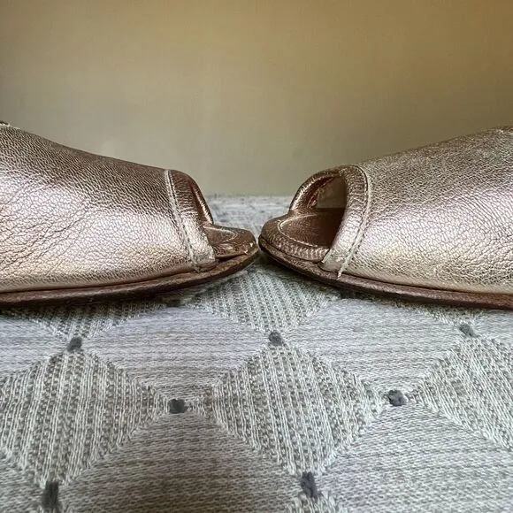 Sigerson Morrison  NY Metallic Rose Gold Leather Flat Open Toe Sandals Women 6.5
