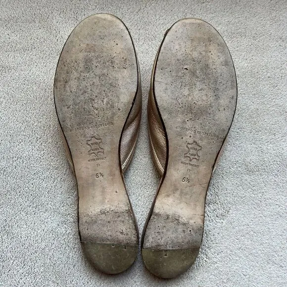 Sigerson Morrison  NY Metallic Rose Gold Leather Flat Open Toe Sandals Women 6.5