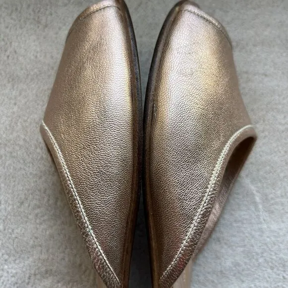 Sigerson Morrison  NY Metallic Rose Gold Leather Flat Open Toe Sandals Women 6.5