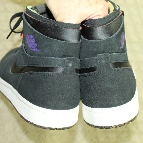 Size 9.5 Nike Air Jordan 1 Retro Zoom Comfort High Court Black Purple Shoes Men