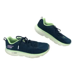 Skechers Blue-Green Hyper Burst Athletic Shoes | Round Toe &amp; Lace-Up Closure