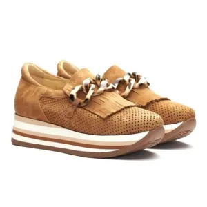 Softwaves Cadie Suede Leather Platform Sneaker Slip On Sz 37.5 US 7 Brown Shoes