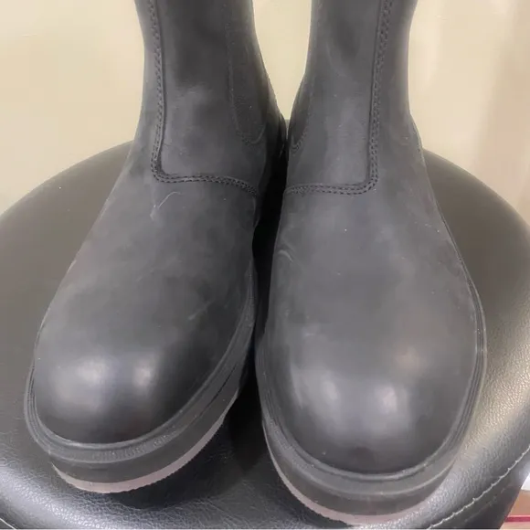 Sorel Hi Line Mens Size 10 Shoes Black Leather Pull On Comfort Chelsea Boots