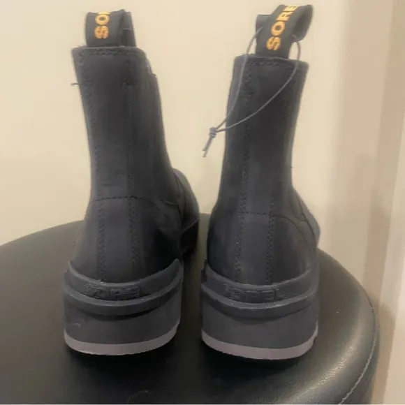 Sorel Hi Line Mens Size 10 Shoes Black Leather Pull On Comfort Chelsea Boots
