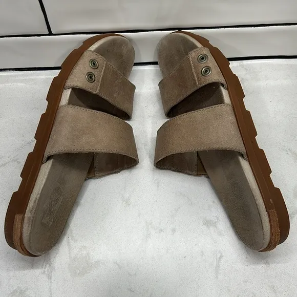 Sorel Torpeda Slide II Sandal Taupe Leather Women's 8.5