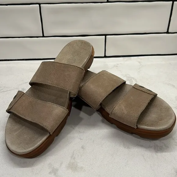Sorel Torpeda Slide II Sandal Taupe Leather Women's 8.5