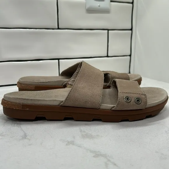 Sorel Torpeda Slide II Sandal Taupe Leather Women's 8.5