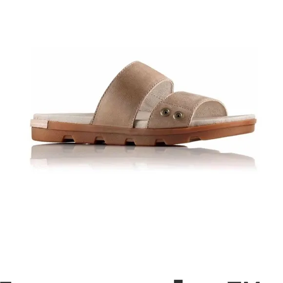 Sorel Torpeda Slide II Sandal Taupe Leather Women's 8.5