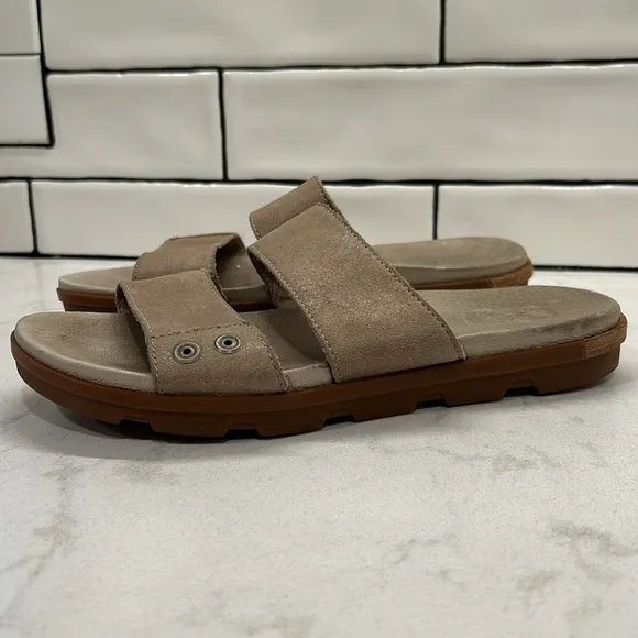 Sorel Torpeda Slide II Sandal Taupe Leather Women's 8.5