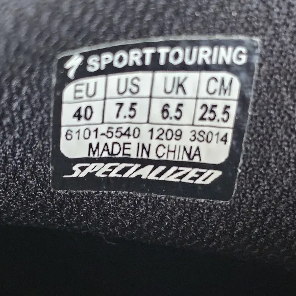 SPECIALIZED BODY GEOMETRY SPORT TOURING CYCLING SHOES - UNISEX M-7.5/W-9
