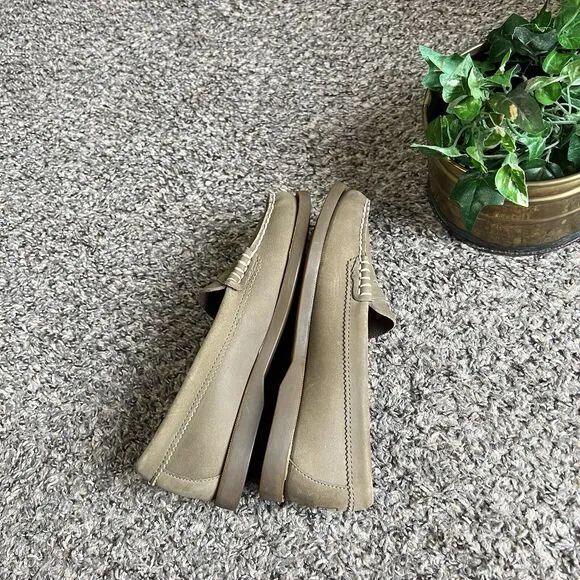 Sperry Womens Size 5.5 Penny Loafers Flats Shoes Greenish Brown Comfort EUC
