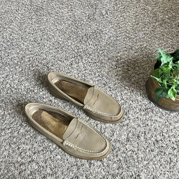 Sperry Womens Size 5.5 Penny Loafers Flats Shoes Greenish Brown Comfort EUC