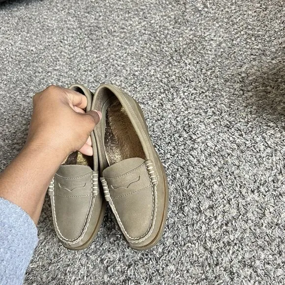 Sperry Womens Size 5.5 Penny Loafers Flats Shoes Greenish Brown Comfort EUC