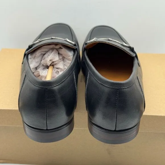 Steve Madden Aahron Black Leather Loafers Slip On Shoes Horsebit Detail 11M